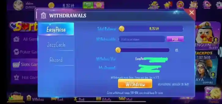 Lucky 91 Game Withdraw